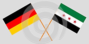 Crossed Syrian National Coalition and Germany flags. Official colors. Correct proportion. Vector