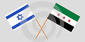 Crossed Syrian National Coalition and Israel flags. Official colors. Correct proportion. Vector