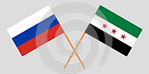 Crossed Syrian National Coalition and Russia flags. Official colors. Correct proportion. Vector