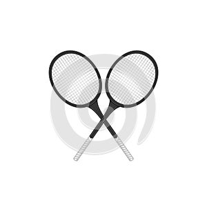 Crossed tennis rackets in retro design