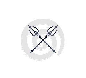 crossed trident fork icon logo design