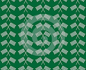 Crossed waving black and white checkered flags seamless pattern background vector endless texture. Original concept of