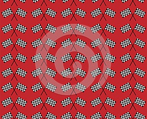 Crossed waving black and white checkered flags seamless pattern background vector endless texture. Original concept of