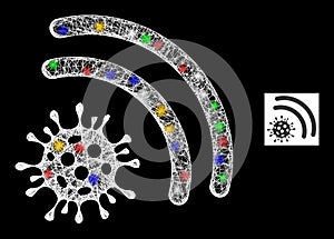 Crossed Web Mesh Virus Emanation Icon with Multicolored Glare Spots photo