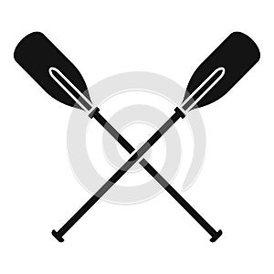 Crossed wood paddle icon, simple style
