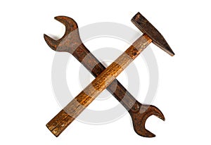 Crossed wrench and hammer