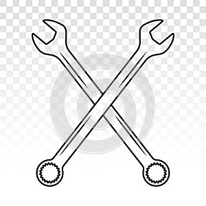 Crossed a wrench / spanner line art icon for apps or websites