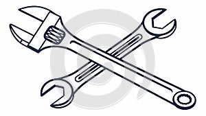 Crossed Wrench and Spanner Tools Mechanical Theme, vector design Generative AI