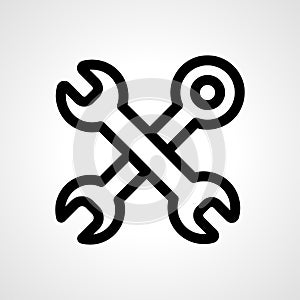Crossed wrenches line icon. wrenche linear outline icon