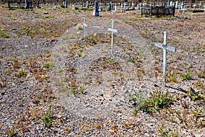 Crosses in desert cemetery