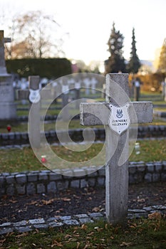 Crosses in a military cemetery