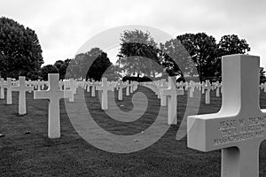 Military memorial crosses at Netherlands American Cemetery and Memorial Margraten