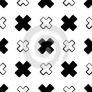 Crosses seamless pattern, Repeating black crosses on a white background, Vector illustration