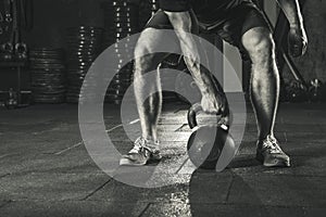 Crossfit kettlebell training in gym. photo