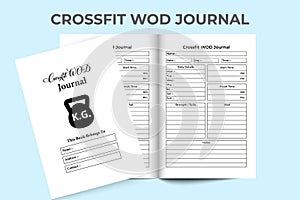 Crossfit WOD planner KDP interior. Daily exercise planner and body strength tracker template. KDP interior notebook. Crossfit WOD