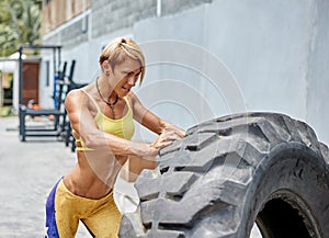 Crossfit woman exercising