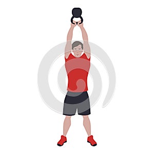 CrossFit workout training for open games championship. Sport man training American kettlebell swing exercise in the gym for health