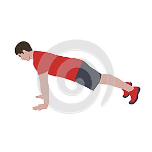 CrossFit workout training for open games championship. Sport man training push ups, plank hold and burpee exercise in the gym for