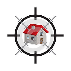 Crosshair on a 3d house vector