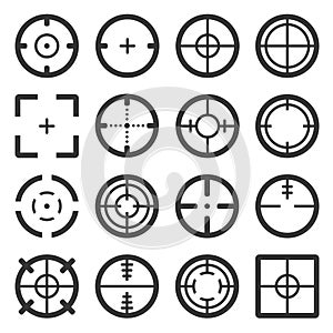 Crosshair Icons Set on White Backgound. Vector