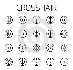 Crosshair related vector icon set.