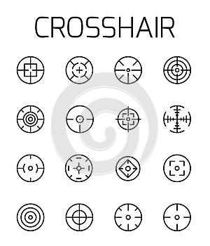 Crosshair related vector icon set.