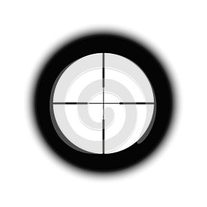 Crosshairs of a sniper scope reticle. Cross hairs of a rifle gun aiming optical viewfinder.