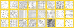 crosshatch pattern set. Different seamless textures made in hand drawn pencil style.