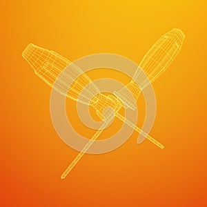 Crosshead screwdriver wireframe vector