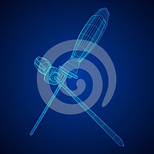 Crosshead screwdriver wireframe vector