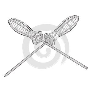 Crosshead screwdriver wireframe vector