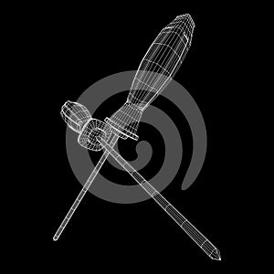 Crosshead screwdriver wireframe vector