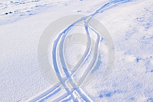 crossing bike tracks in snow