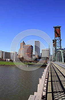 Crossing the Bridge to Portland Downtown