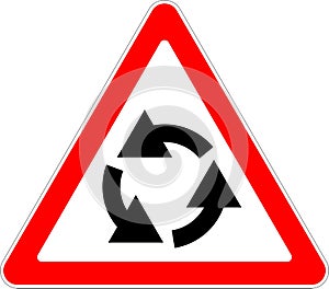 Crossing with circular traffic road sign