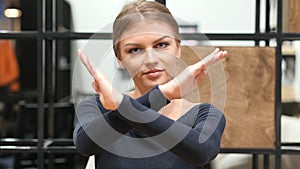 Crossing Hands for Rejection, Gesture of No by Girl