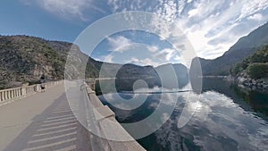 Crossing Hetch Hetchy on Backpacking Trip