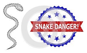 Network Snake Web Mesh and Textured Bicolor Snake Danger! Stamp