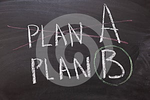 Crossing out Plan A and writing Plan B concept for change of business plan