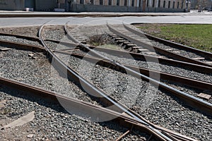 Crossing railway tracks rails