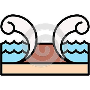 Crossing the Red Sea icon, Passover related vector illustration