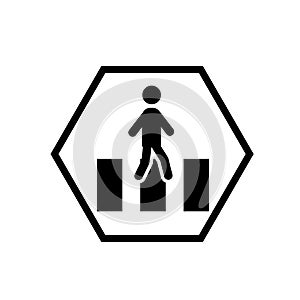 Crossing Road Caution icon vector isolated on white background,