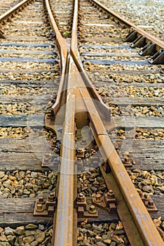 Crossing rusty rails from close
