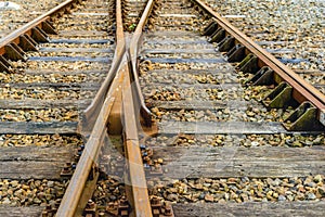 Crossing rusty rails from close