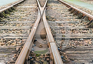 Crossing rusty rails from close