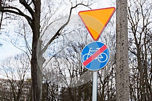 Crossing sign for pedestrians on the street