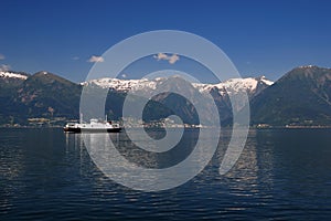 Crossing through Sognefjord on the ferry