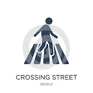 crossing street icon in trendy design style. crossing street icon isolated on white background. crossing street vector icon simple