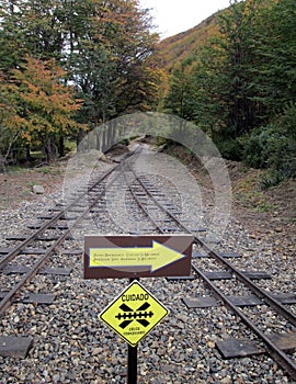 Crossing tracks of the End of the World Train