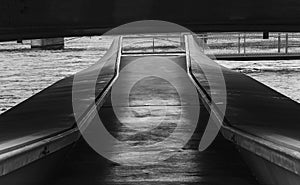 Crossing under the bridge in Geneva